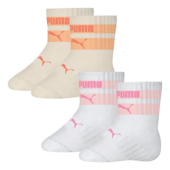 Kit 2 Pares De Meia Bebê Menina Rosa Em Algodão Puma 1730