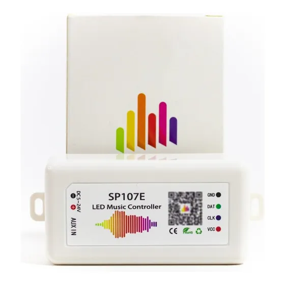 Controladora Sp107e Central musical VU Rítmica DIGITAL WS2811 WS2812 WS2815 com Bluetooth para Fita Led Cor da luz RGB Tensão de operação 5v 12v 24v