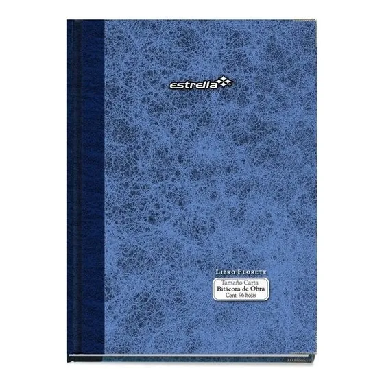 Libro Florete Bitacora De Obra 96 Hojas Tamaño Carta Color Azul