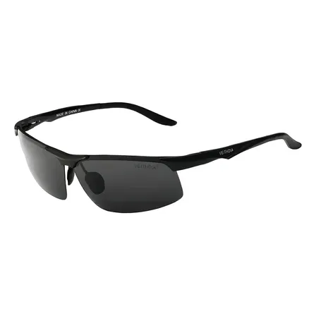 Lentes De Sol Hd Polarizados Veithdia V6502 Negro Aluminio Magnesio Color Negro Color De La Lente Negro Color De La Varilla Negro Color Del Armazón Negro