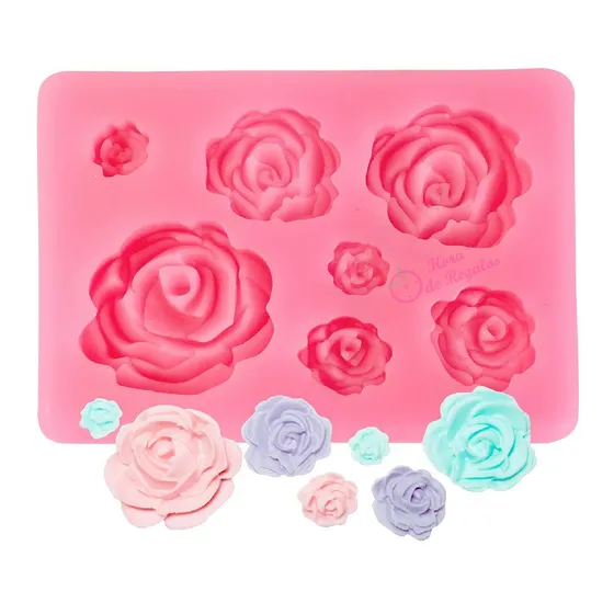 Molde Silicona Inserto Rosas 3d X7 Fondant Yeso Jabon Velas