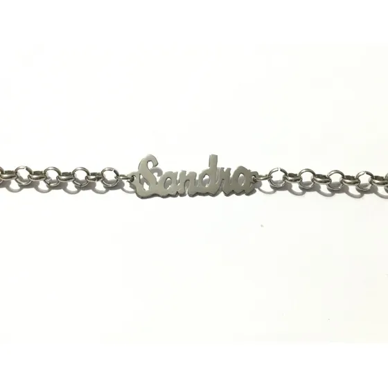 Pulsera Nombre Personalizado Acero Quirúrgico Dije Y Cadena