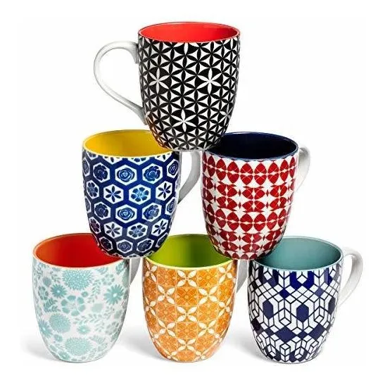 Juego 6 Taza Porcelana Capacidad 16 Onza Liquidas