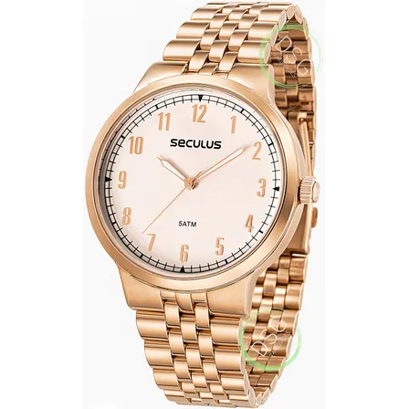 Relógio De Pulso Seculus Com Corria De Aço Inoxidável Cor Rosê