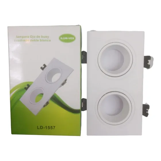 Base Lampara De Ojo De Buey Cuadrado Doble Blanco Ilumven
