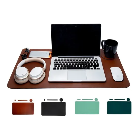 Tapete De Piel Para Escritorio Protector Mouse Pad Grande Color Piel Café