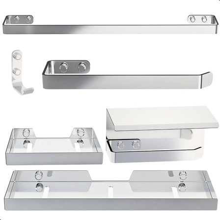 Kit Acessorio Banheiro Inox E Cromado 6 Peças Max Kit Acessorio Banheiro Inox E Cromado 6 Peças Max