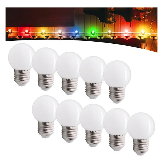 Kit 10 Lâmpada Bolinha Led 3w G45 E27 Bulbo Lustre espelho Luz Amarelo 127/220v