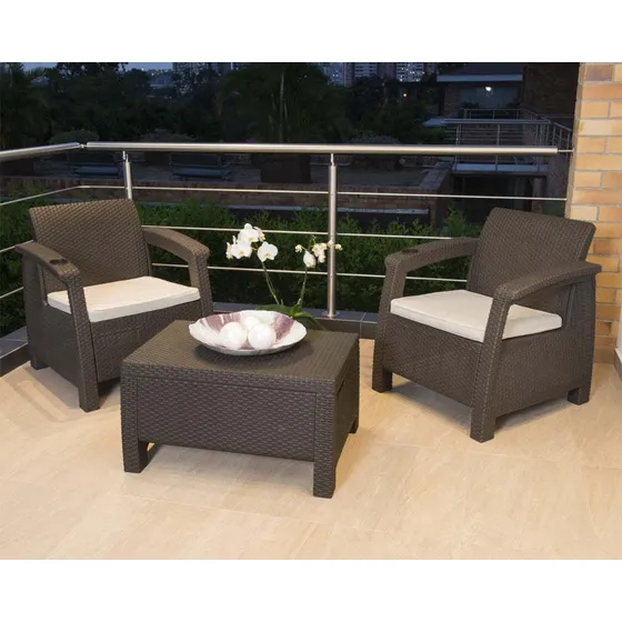 Set 3 Muebles P Exterior Tipo Rattan Terraza Patio Jardín