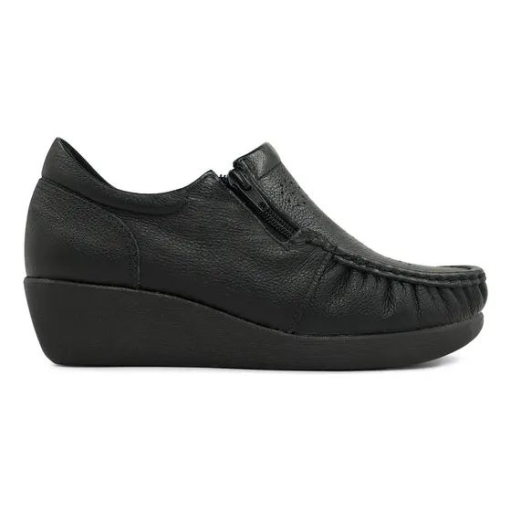 Mocassim Usaflex Anabela Couro Ziper Ref 6262pl