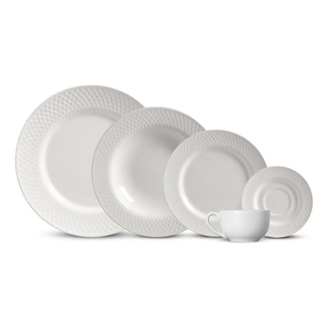 Aparelho De Jantar 20 Peças Split White Alleanza Branco Lisa