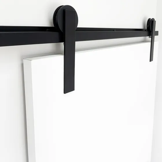 Kit Porta De Correr Roldana Aparente Em Alumínio Trilho 2m Cor Preto Fosco Decorplace