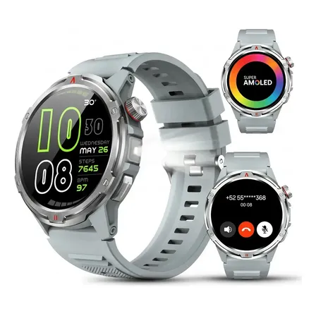 Relógio Inteligente Aolon Tetra R4 Amoled Agps 1atm Grado Militar Prateado Cinza
