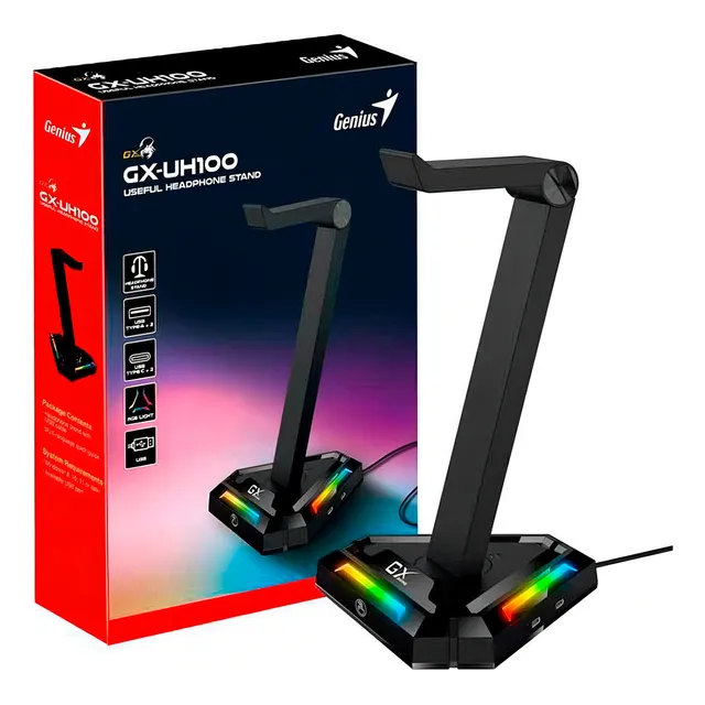 Soporte Para Audifono Genius Gx-uh100 Rgb Black Color Negro
