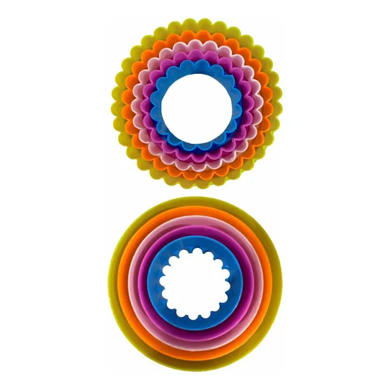 Cortante Cookies Redondo Círculos X 5 Liso/ondas Reversible
