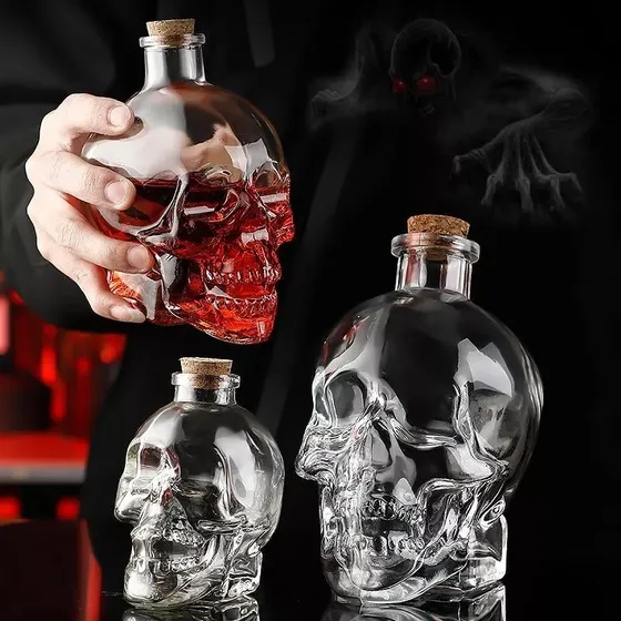 Botella Decantador Licorera Calavera Craneo Cristal 400ml