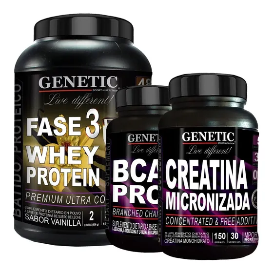 Anabol 3 Whey Proteina Fase 3 + Creatina + Bcaa Pro Genetic