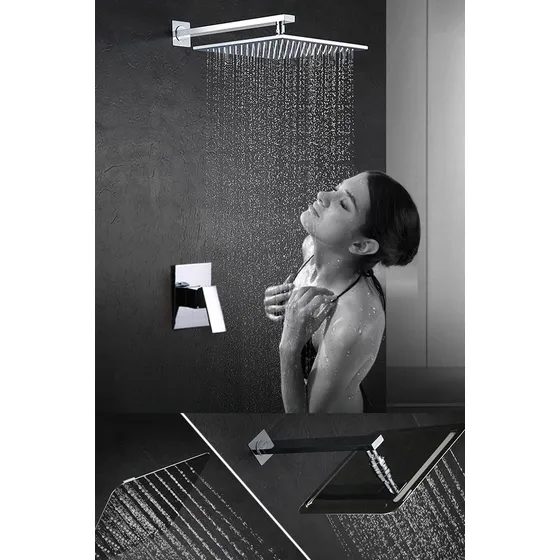 Ducha Monocoma Roseta 20cm Techo Pared Negro Bronce Oro Rosa
