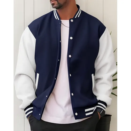 Chaqueta Béisbol Hombre Chaquetauniversitaria Mezcla Algodón