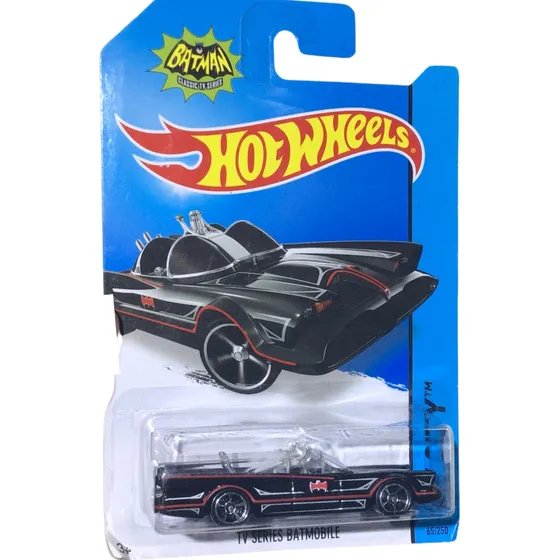 Antiguo Batimovil Hot Wheels Adam West Auto Batman 1/64 Color Negro Lineas Platedas Y Rojas