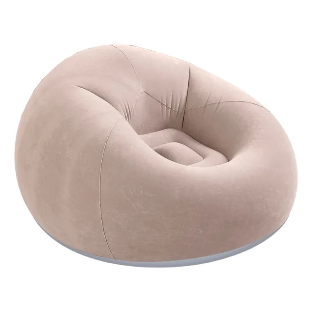 Puff Sillón Inflable Aterciopelada Cómodo Sofá Recamara Sala Color Marrón oscuro