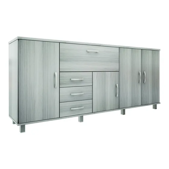 Bahiut Vajillero 2.26 Cajones Con Correderas Metálicas 5 Puertas Orlandi Color Gris Jacarandá