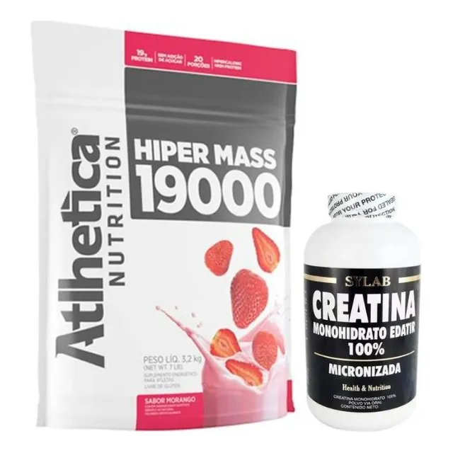 Atlhetica Hiper Mass 19000 3.2kg + Creatina Sylab 500g