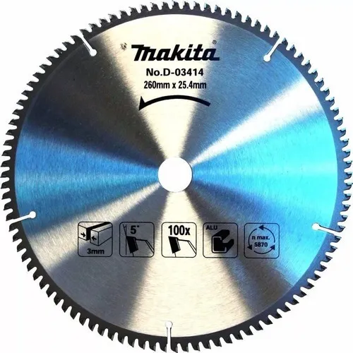 Disco De Sierra Para Aluminio Tct De 260mm X 100 Dientes