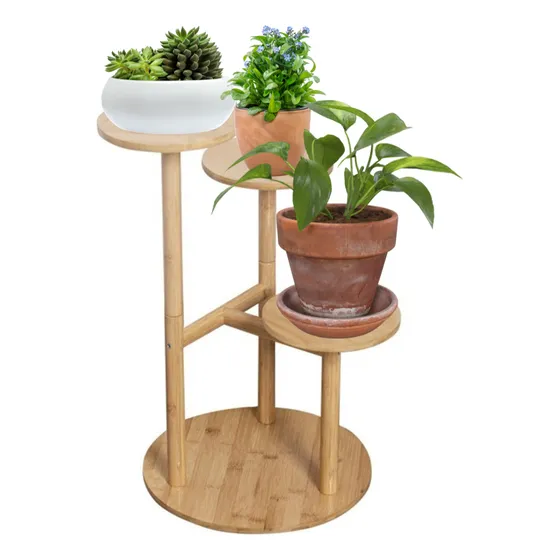 Soporte Para Plantas En Bambu 3 Niveles 32x54cm