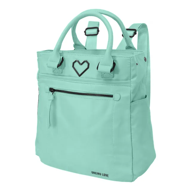 Mochila Mujer Dama Oreiro Love Varios Bolsillos Manijas Superiores Poliéster 17053 Verde Menta