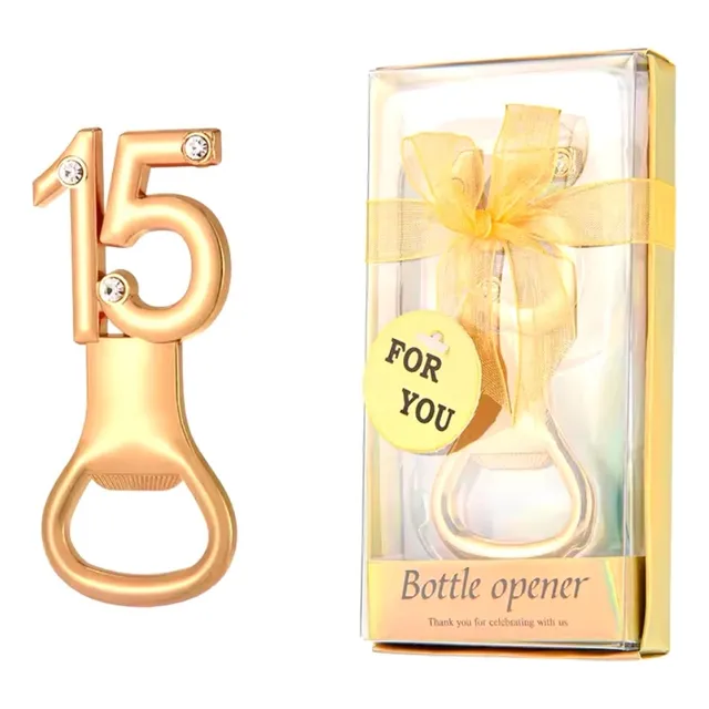 Destapador Souvenir Cumpleaños De 15 Metálico Caja Indiv X25