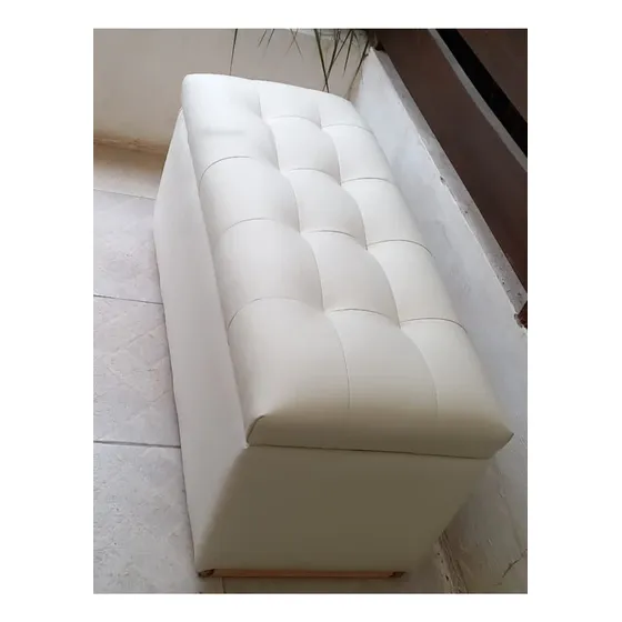 Puf Baúl De Madera Ml Tapicería 140x40x45 Cm