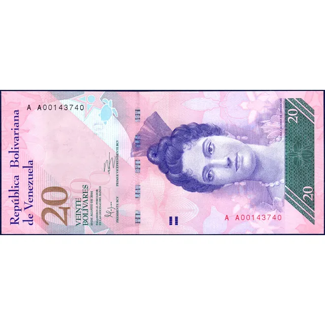 Billete 20 Bolívares Aa8 19 De Agosto 2014 Luisa Cáceres
