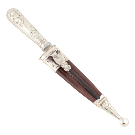 Cuchillo Criollo Alpaca Labrado 14 Cm Acero Inox Vaina Cuero Mango Negro