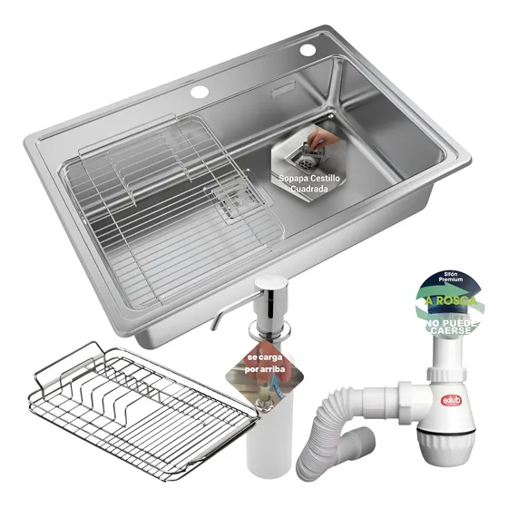 Bacha Cocina Johnson Quadra Q71a +secaplatos+dispenser+sifon