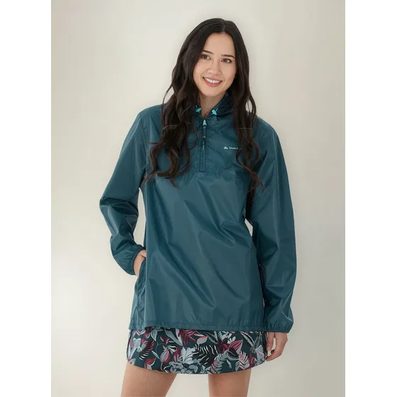 Chamarra Impermeable Senderismo Nh100 Turquesa Mujer Quechua