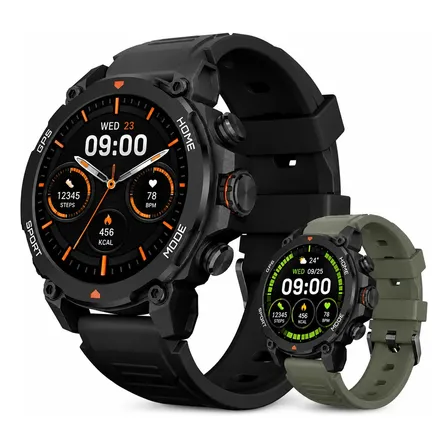 Relógio Smartwatch Aurafit Trek1 Com Gps À Prova D'água 5atm Preto Sport Preto/verde
