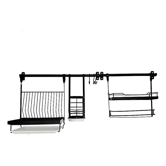 Escurreplatos + Escurrecubiertos + Estante + Portarollo Negro