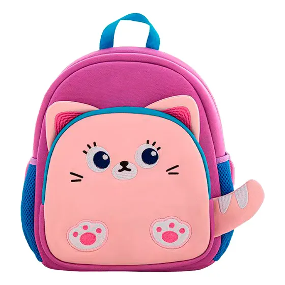 Mochila Infantil Neopreno Brio Niños Niñas Escuela Escolares Color Rosa Claro Diseño De La Tela Gato
