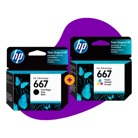 Kit Cartuchos Hp 667 Preto Color 2374 A 2376 2775 2776 6475 Kit Preto E Colorido