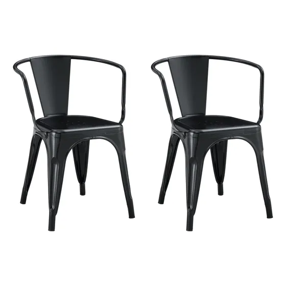 Silla Comedor Apoyabrazo Tolix Reforzada De Hierro Zhome X2