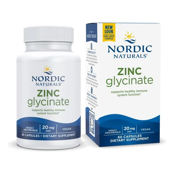Suplemento De Glicinato De Zinc Nordic Naturals 20 Mg 60 Cáp