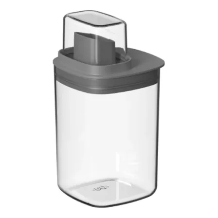 Porta Sabão Pó Líquido Dispenser Lavanderia Herméticos 1l Cinza / 1 Litro