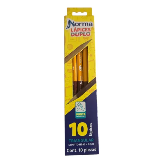 Caja Lápiz  Triangular Norma Dúo Lápiz+rojo C/10 Piezas