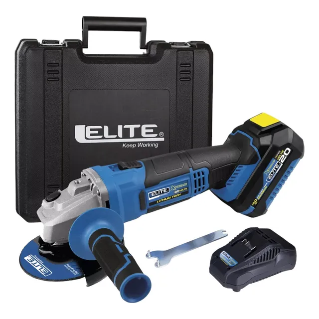 Esmeriladora Inalambrica 4-1/2" Elite + Baterias + Cargador Elite Xag20