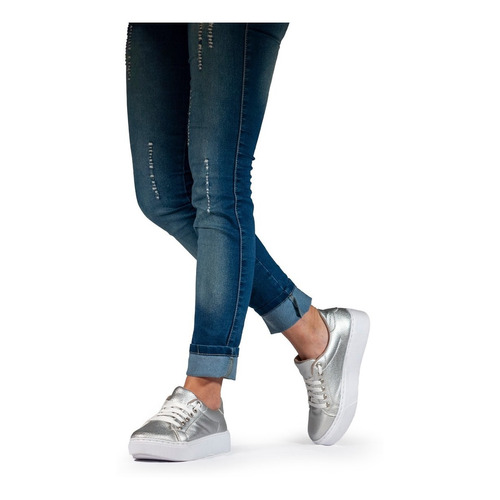 Zapatillas Mujer Sneaker Plata Plataforma 35-41 - Arona