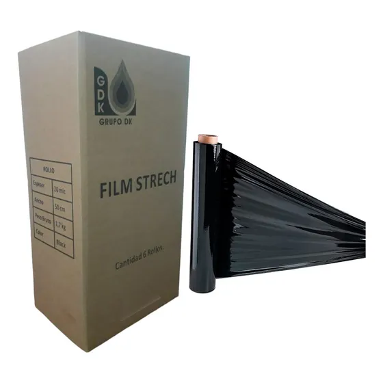 Film Stretch Negro Para Embalaje 1.7 Kgs  X 12 Rollos