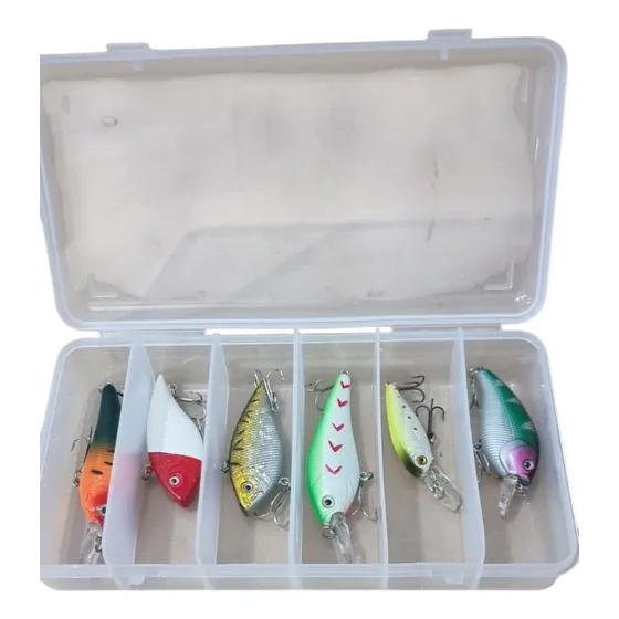 Set 6 Señuelos Variados Con Organizador Tararira Dorado Bait