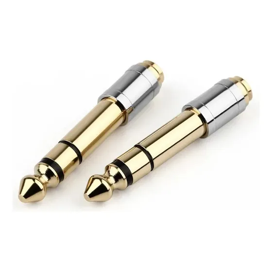 Kit 2un Adaptador P10 Fone P2 Plug Estéreo Pro Banhado Ouro