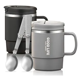 2pz 550ml Taza Cafe Acero Inoxidable Termo+ Infusor+ Cuchara